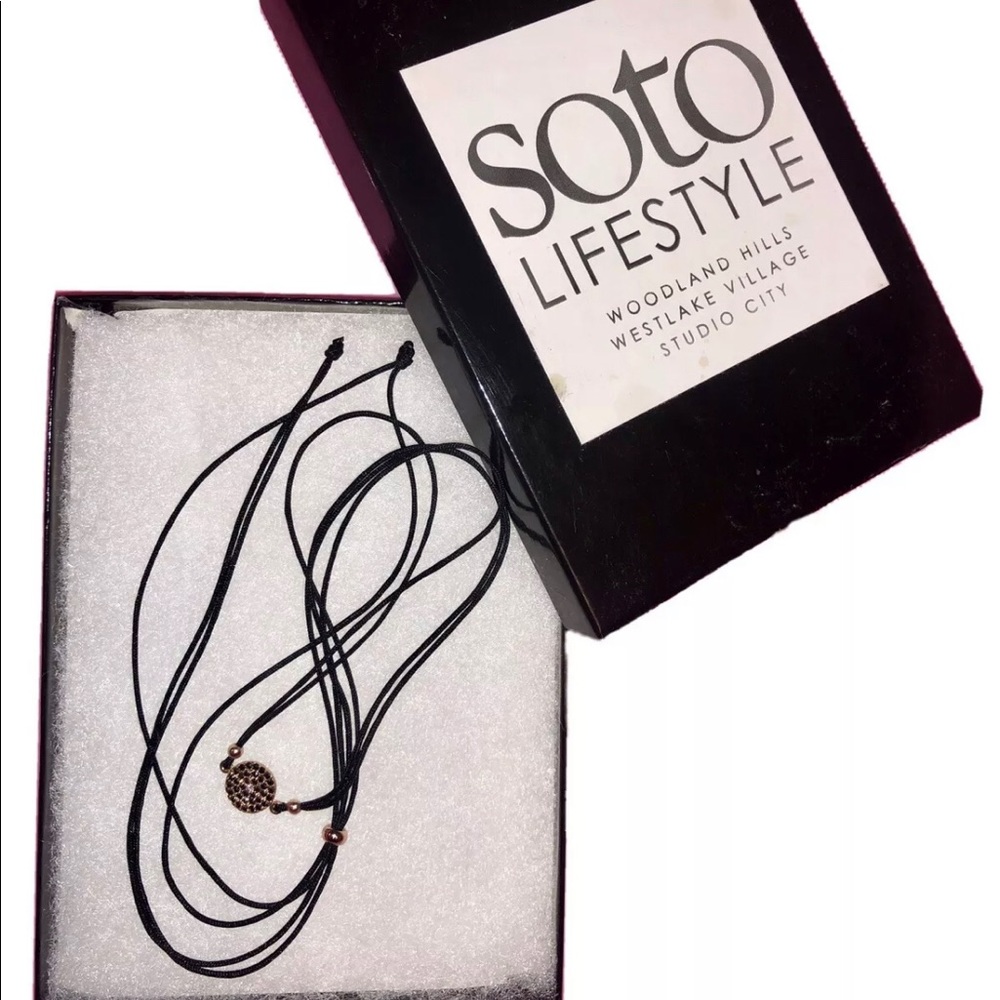 Soto Lifestyle Beaded Gold, Black Roped Choker NEW